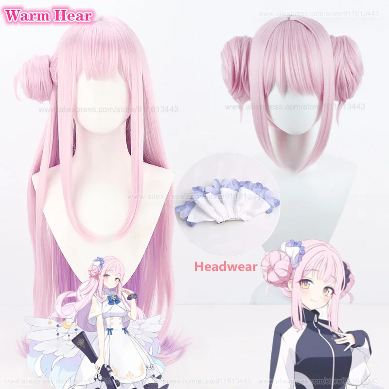 

Misono Mika Cosplay Wig Game 85cm/35cm With Bun Light Pink Purple Gradient Heat Resistant Hair Cosplay Anime Wigs