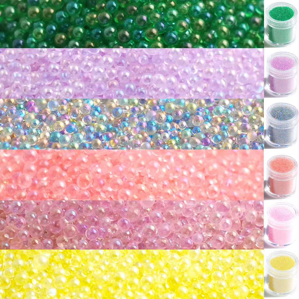 Wholesale! Fashion AB Symphony Nail Caviar Beads Bubble Beads Transparent Glass 450g Non-porous Beads DIY Nail Art Decoration