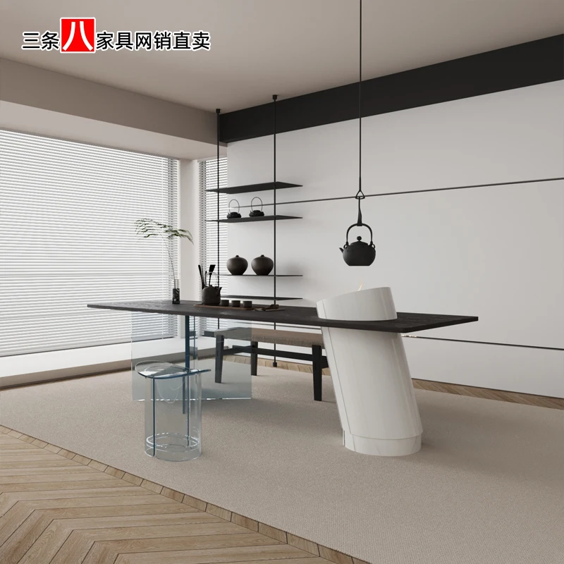 Modern and simple reception solid wood table bench light luxury reception art reception tea table