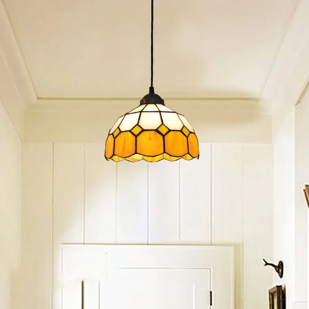 

1 шт. Желтый винтажный стеклянный плафон в европейском стиле, ретро-накладка для потолочного светильника в спальню, гостиную, декоративное украшение