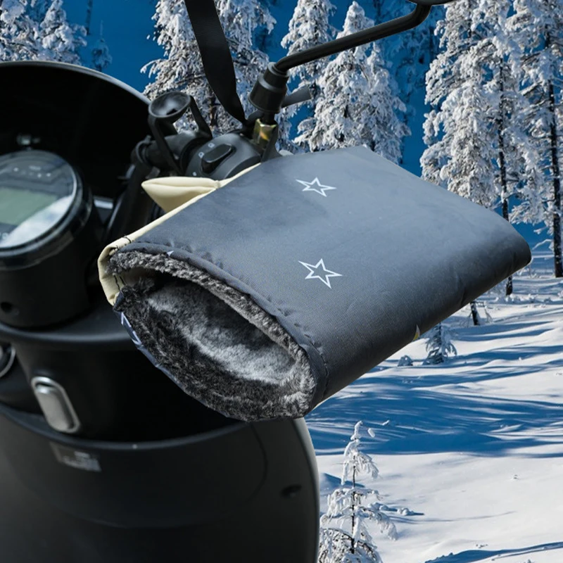 Motosiklet Scooter kalın sıcak gidon Muff kavrama gidon beceriksizlik yağmur geçirmez sürme koruyucu kış isıtıcı termal kapak eldiven