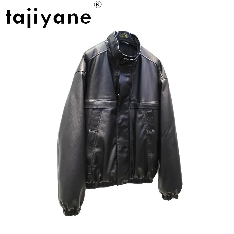 TAJIYANE High Quality Sheepskin Genuine Leather Jacket Women Loose Coats Black Jackets Warm Quilted Lining Outerwear 2026 Косуха