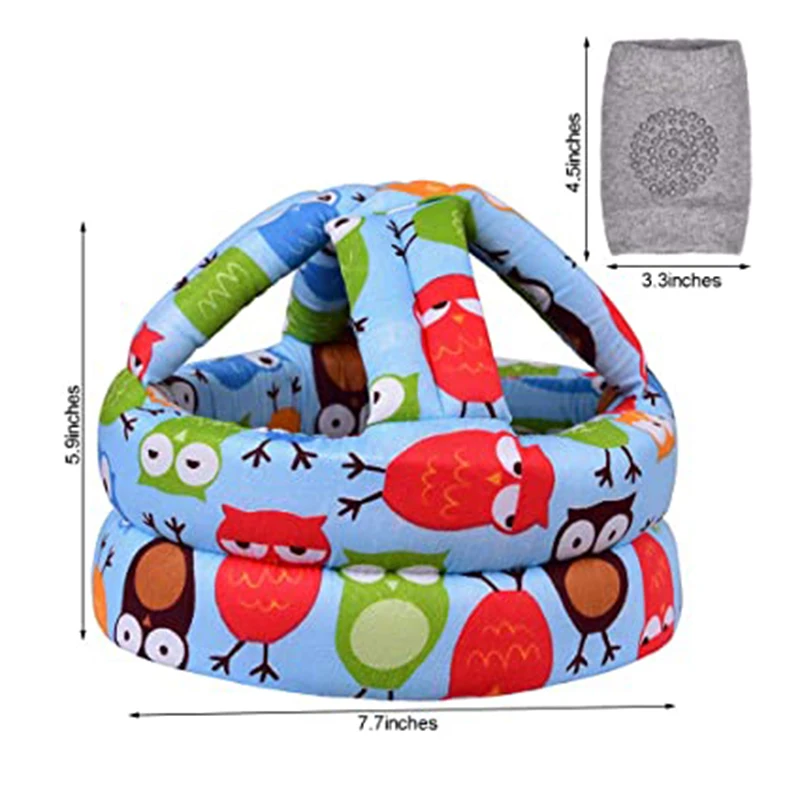 Baby Safety Helmet+Kneepad 2Pcs Set Head Protection Headgear Toddler Anti-fall Pad Kids Protector Safety Kneepad Leg Warmer