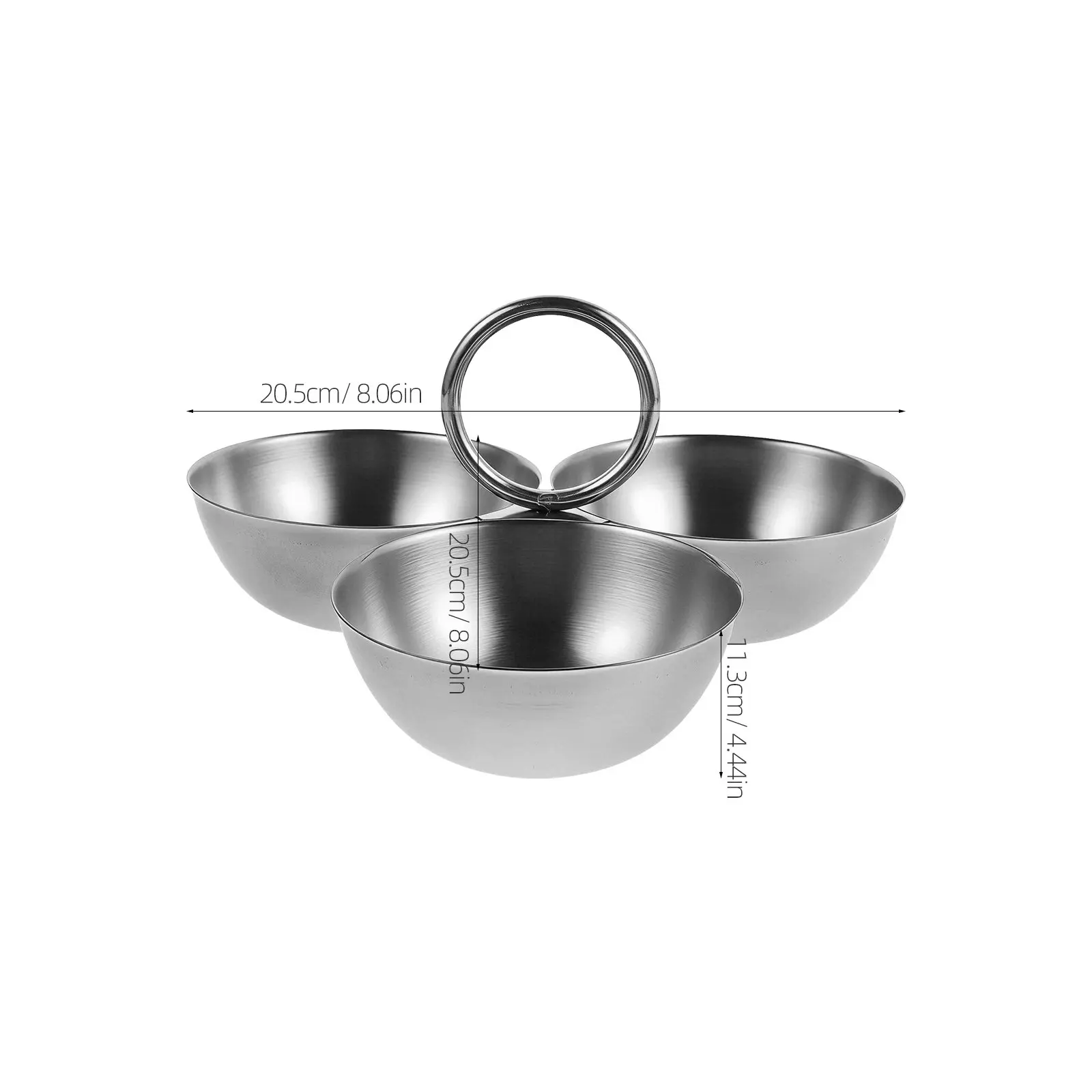 3-in-1 Connected Stainless Steel Snack Bowl Set Divided Fruit Nut Dessert Tray for Party Catering Kitchen Serving Platter Home