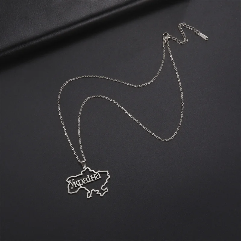 Mode Umriss Ukraine Karte Halskette Kette Halsband Hals Edelstahl Schmuck Ästhetische Halsketten Geschenke accesorios para mujer – Detail 33