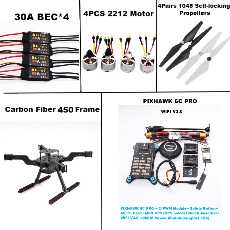

Новый интеллектуальный дрон Bocube с открытым исходным кодом FLY450 PIXHAWK 6C M8N WIFI V3.0 A