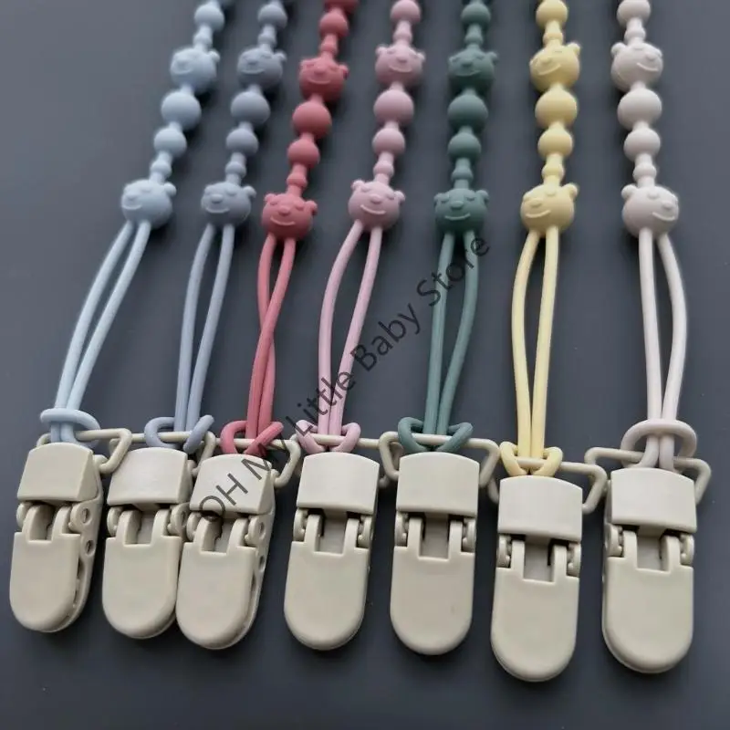 

M76C Soft Silicone Baby Pacifier Chain Teething Chew Toy Holder Bear Pacifier Clip