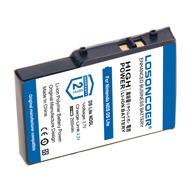 LOSONCOER Top Brand 100% New 2500mAh Battery For Nintendo NDS DS Lite NDSL DSL Batteries