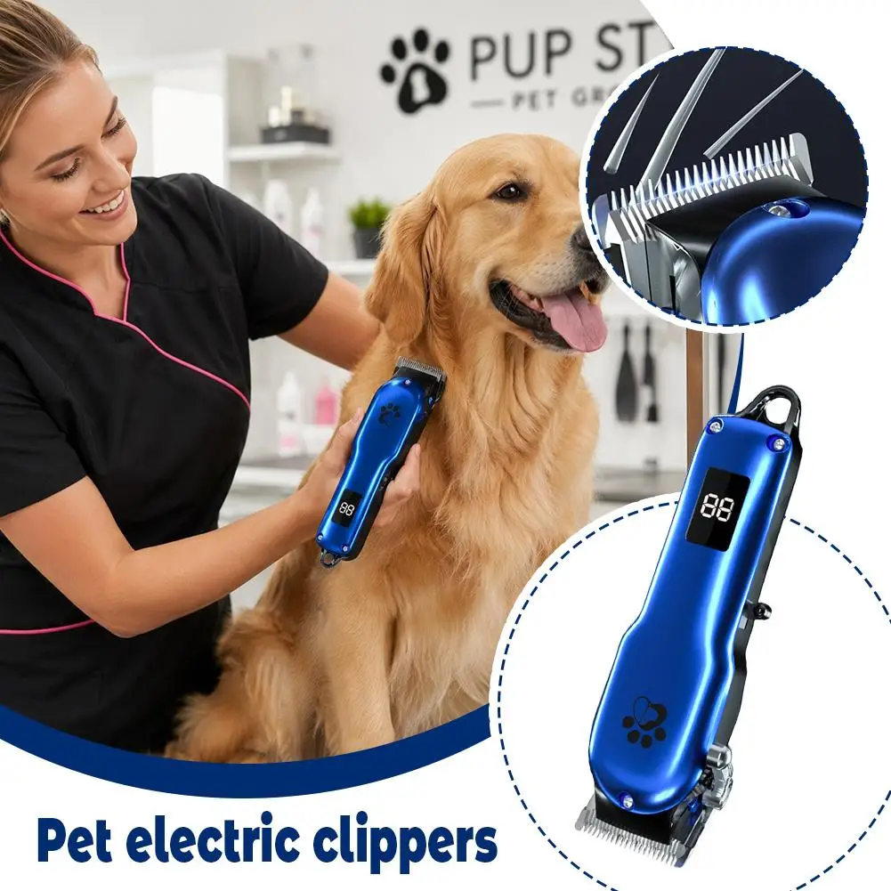 

Professional Heavy-Duty Pet Electric Clippers for Large Dogs,LCD Display Wireless Grooming Kit with Guards,Rechargeable Trimmer