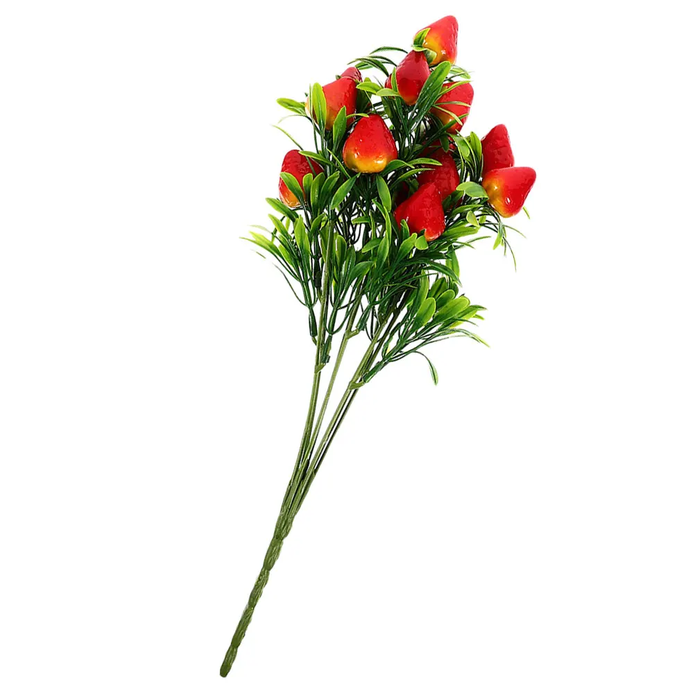 

Artificial Strawberry Red Yellow PVC Home Decor Faux Fruit Bouquet Artificial Fruit Stems PlasticFlowersBunches