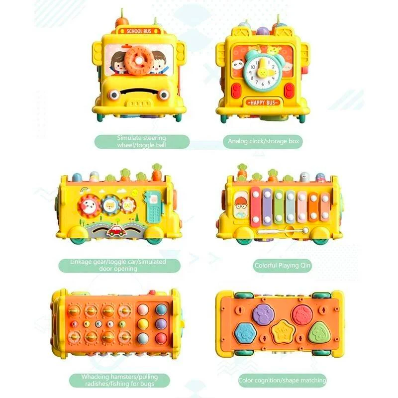 10 in 1Multifunction Xylophone Bus Car Musical Instruments Baby Development Educational Toys Sensory Montessori Toy for Baby Kid