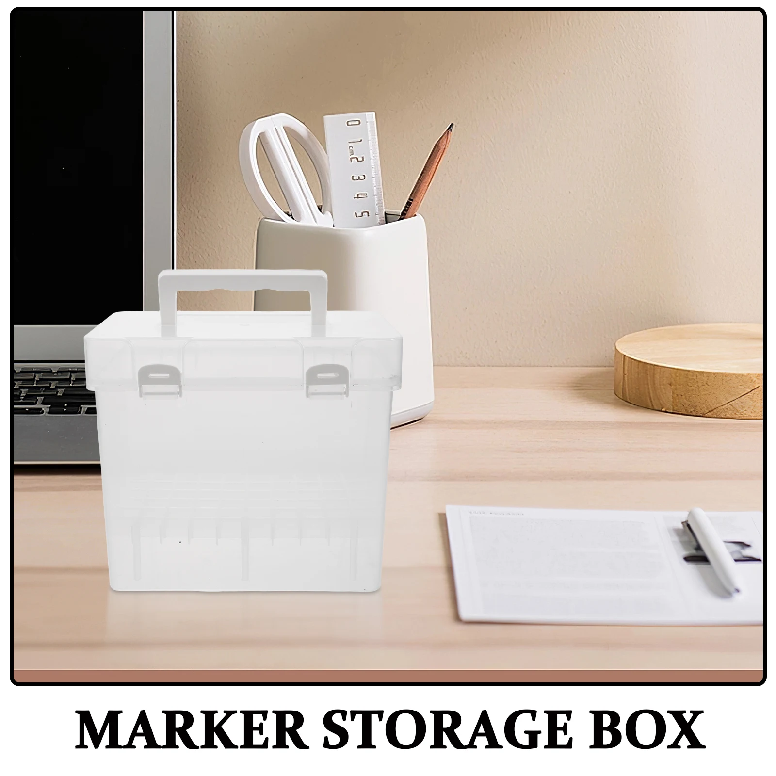 Large Capacity Marker Storage Box Transparent Portable Handheld Pen Organizer Drawing Set Multi Functional Stationery Container