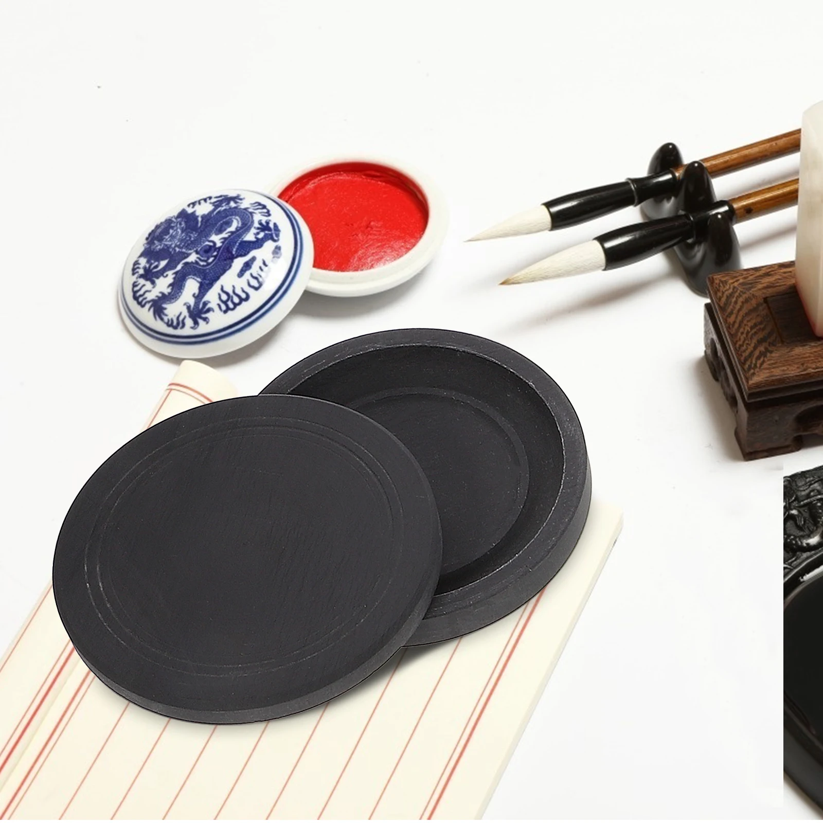 Chinese Four Treasures of The Study Set Traditional Writing Brush Ink Stick Paper Inkstone Calligraphy Brush Set for Beginners