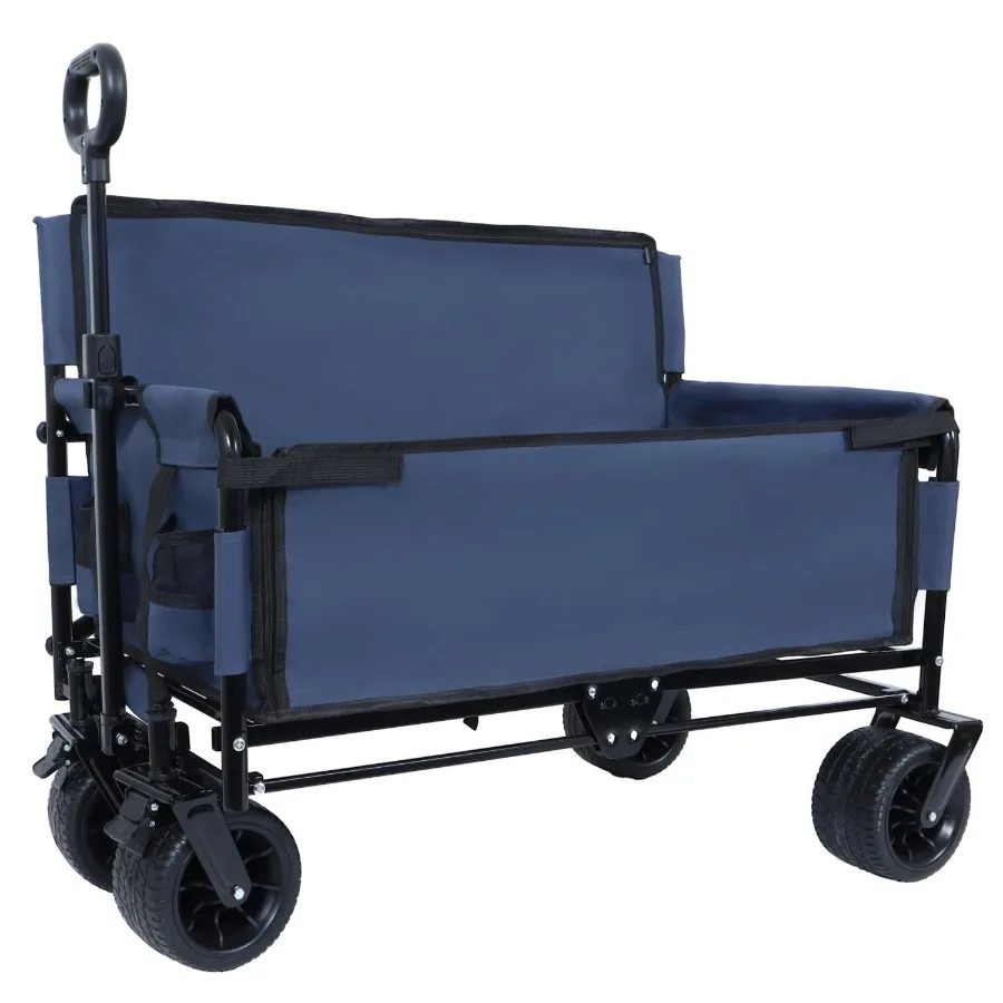 

3in1 Convertible Folding Wagon Cart with Bench Seat and Storage 500lbs HeavyDuty Utility Wagon 180L Capacity AllTerrain Wheels