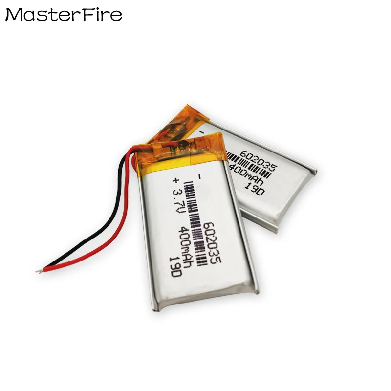 

2x 3.7V 400mah Rechargeable Lithium Polymer Battery 602035 for Bluetooth Headset Speaker Driving Recorder Smart Watch Batteries