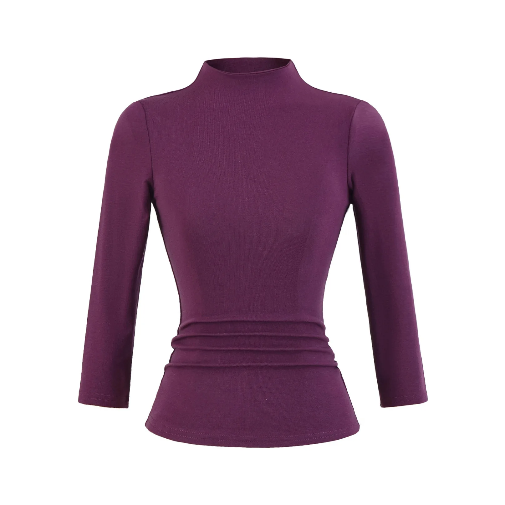 

Elegant Slim Fit Half Turtleneck Solid Color Fashion Mid-Sleeve Base Shirt For Women New Autumn Style Waist-Cinching Casaul 9M3C