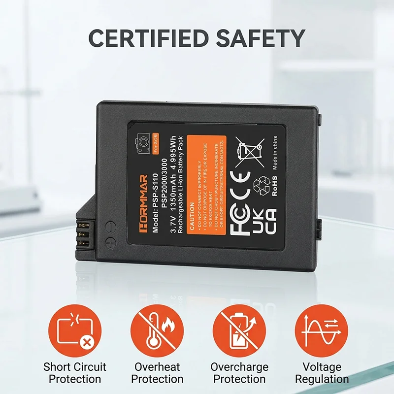 Oryginalna bateria PSP-S110 o pojemności 1350mAh, zamiennik do Sony PSP2000 PSP3000 Slim, akumulator litowo-jonowy do PlayStation Portable — zdjęcie produktu 4