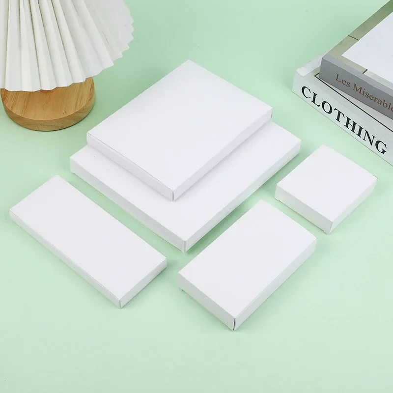50pcs/lot Small White Cardpaper Boxes Wholesale Neutral Flat White Cardboard flat Folding White Packaging Box