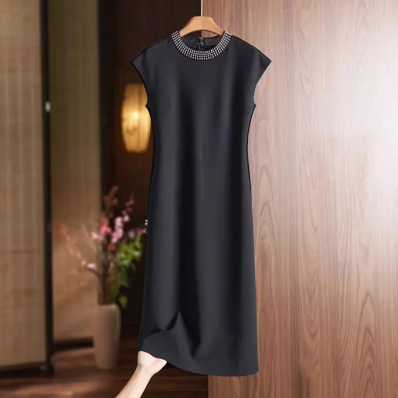 Purple Diamond-studded Round-neck Dress Elegant and Slim High-end and Refined French Fragrant Style, A High-end Sleeveless Dress