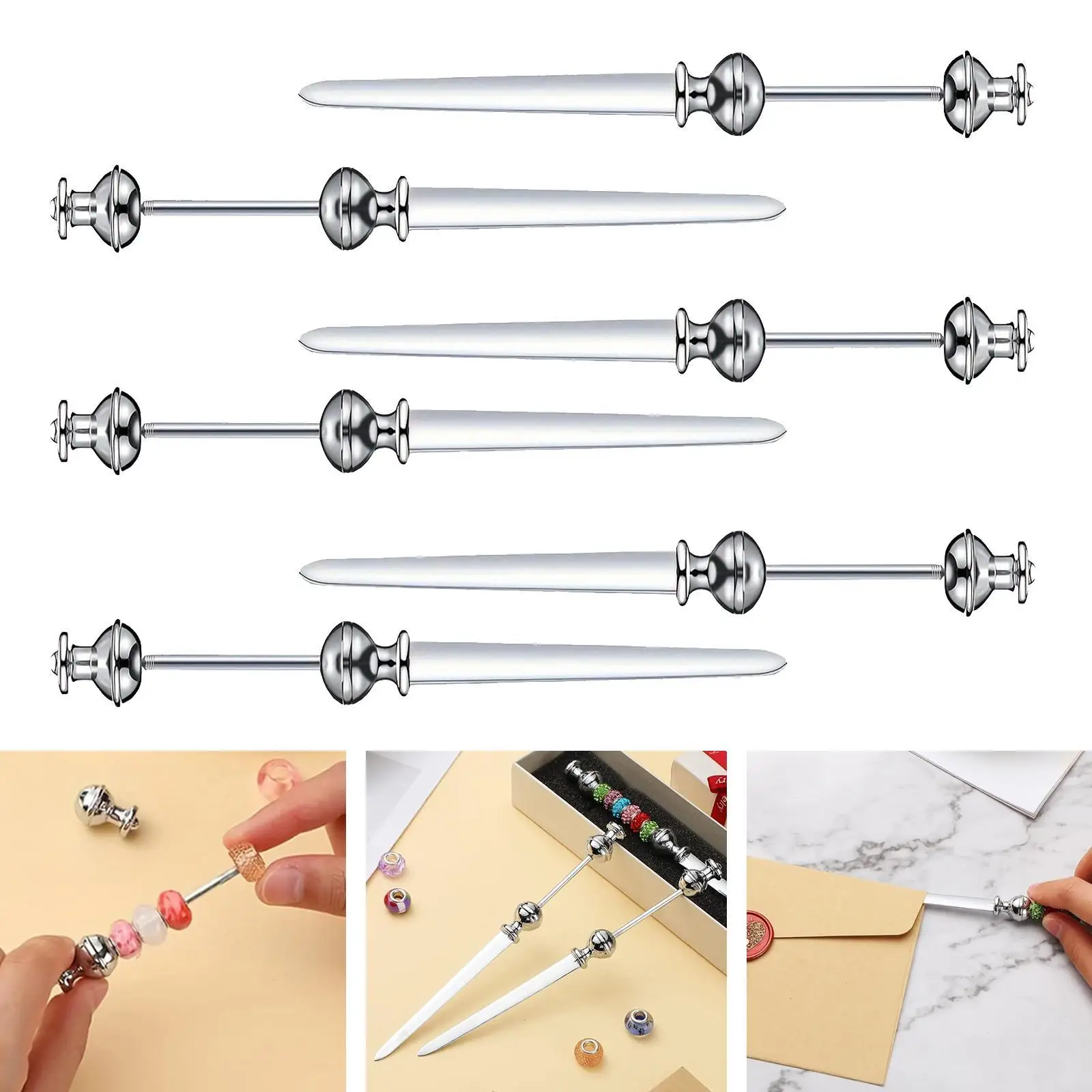 

6 Pieces Letter Opener Portable Smooth Manual Stainless Steel Desk Ornament Letter Opening Tool Letter Opener Knife Mail Opener