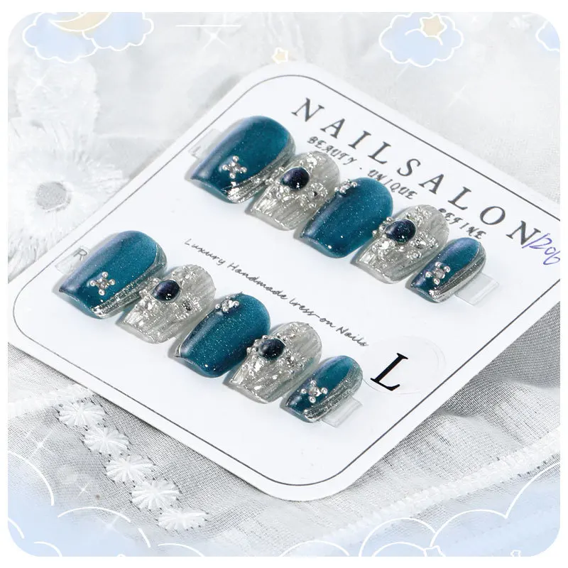 핫 매니큐어 템퍼러먼트 파우더 보라색 고양이 눈 원석 매직 미러 파우더, 손 착용 및 분리형 갑옷