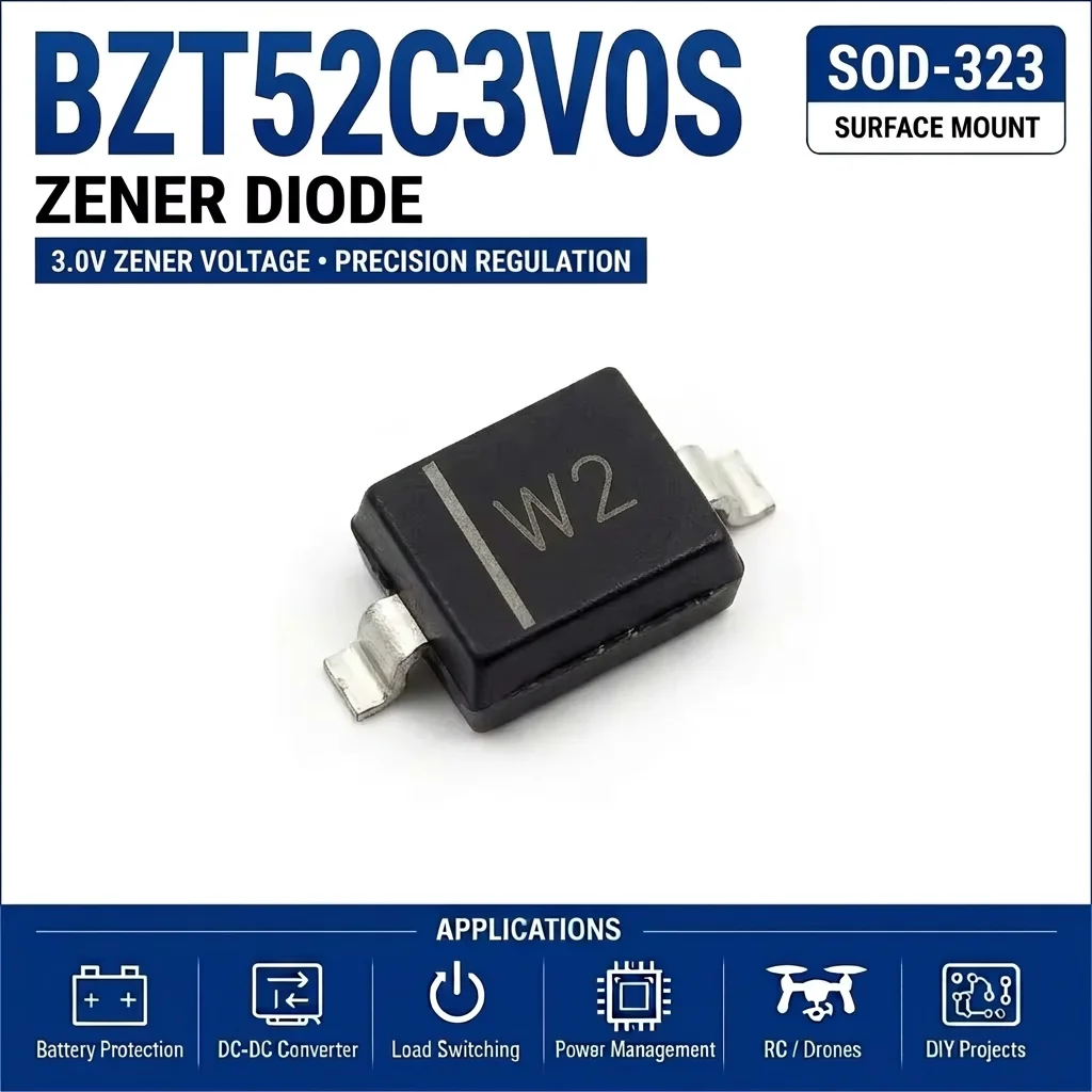 (100 pcs) BZT52C3V0S/BZT52C3V0 SOD-323/SOD-123 (Marking W2) 52C3V0S 52C3V0 - Zener Diode 3.0V BZT52