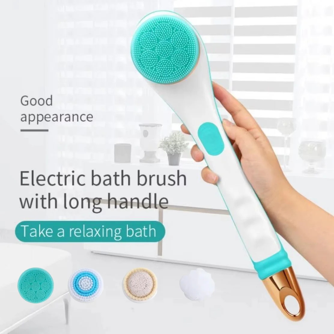 Electric Body Brush Back Scrubber for Shower Waterproof Rechargeable Exfoliating Brush for Arm Leg Deep Cleansing Massage Skin
