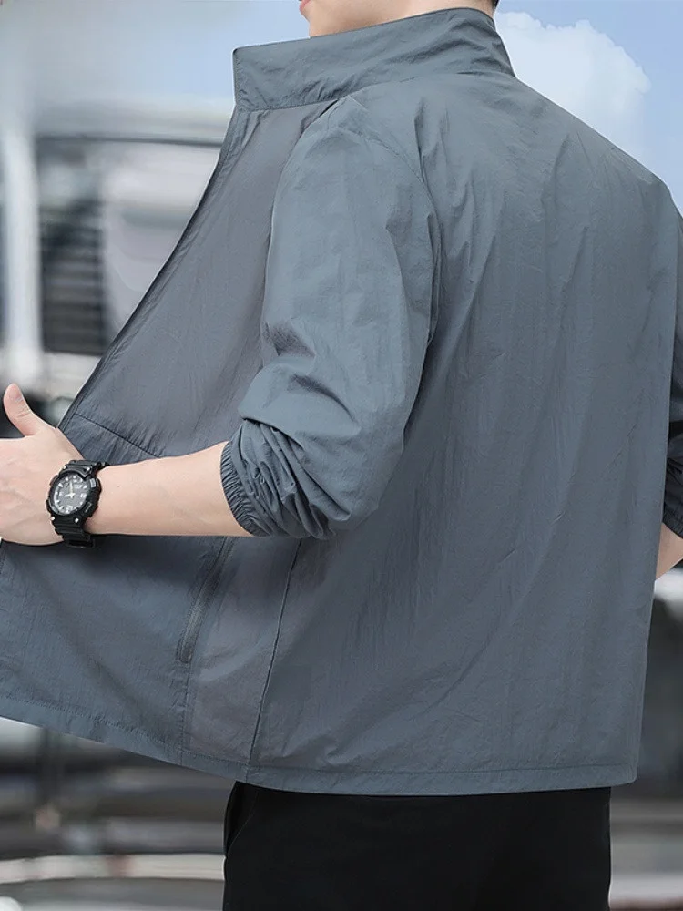 

Paul 2026 Summer Men's Stand Collar UV Protection Outdoor Workwear Jaet Anti-Uv Long Sve Casual Sle Stand Fit Nylon...