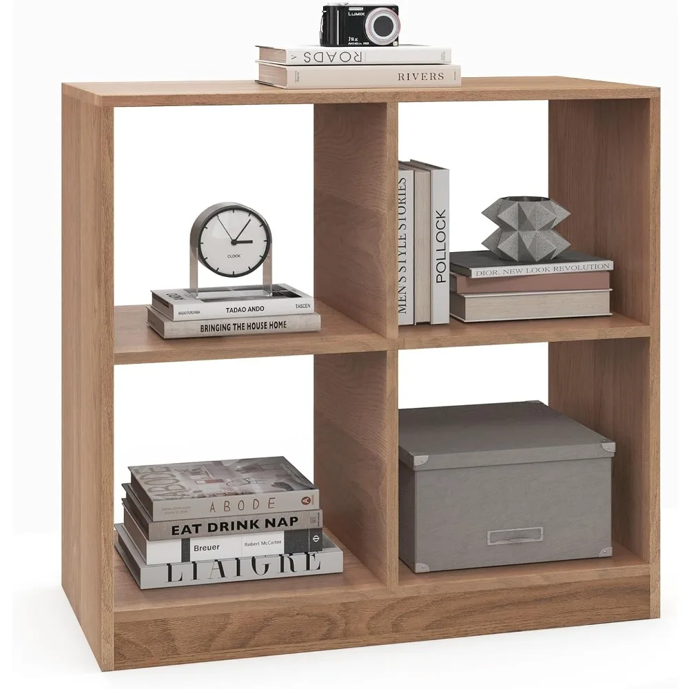 

Кубический книжный шкаф, 2-уровневая книжная полка с 4 секциями, маленькая книжная полка под окно, кубические стеллажи для хранения в спальне