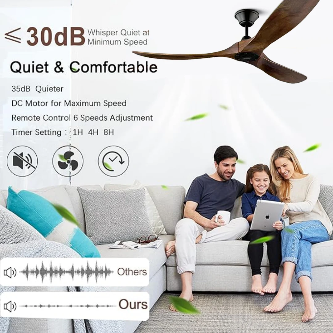 52 60 Inch Ceiling Fans with LED 85-265V Solid Wood Bland DC Motor Remote Control Ventiladores Para Casa 산업용 선풍기 Free Shipping