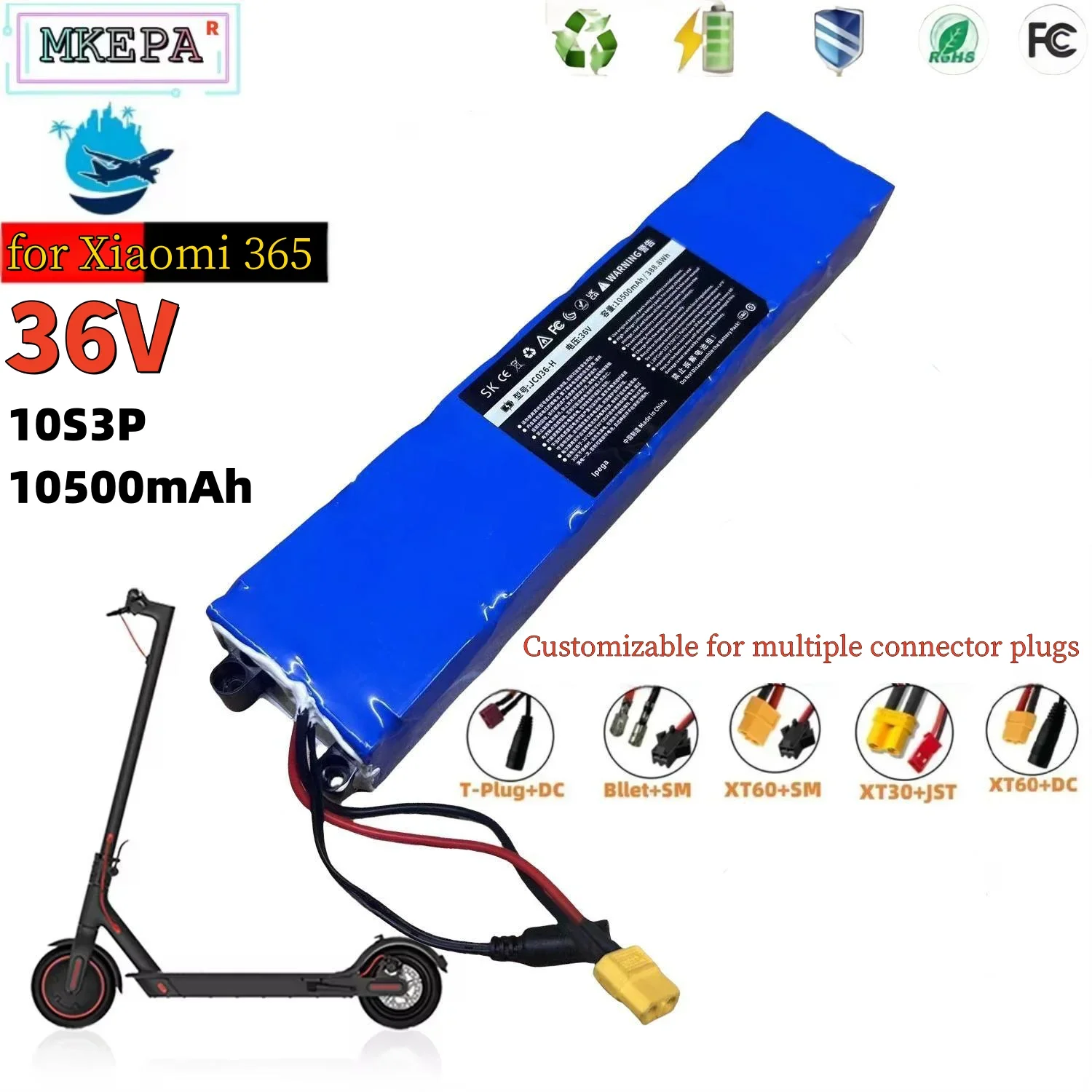 for M365 10S3P 36V 10500mAh 36V lithium battery pack 18650 lithium battery suitable for Xiaomi M365 electric scooter battery