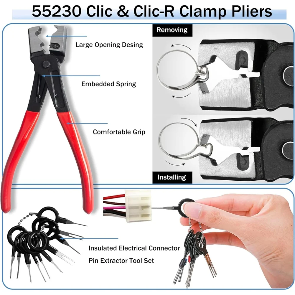 AT43-مجموعة ذو طيات قطع الاتصال الكهربائي (5 قطعة) السيارات لسيارة موصل قابس فاصل ومجموعة أدوات مشبك خرطوم #5