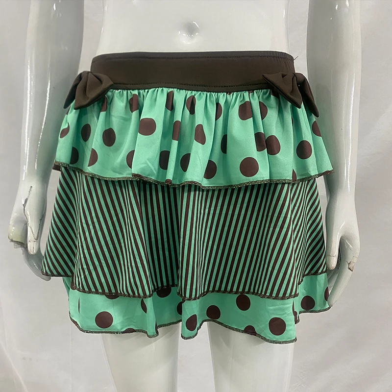 Creative Bow Casual Fashion Short A-line Skirt 2026 Vintage Street Spice Skirt Aesthetic Contrast Stitching Polka Dot Cake Skirt