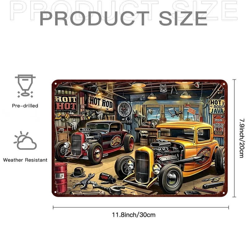 8x12inch Retro Garage Metal Sign Classic Car Repair Shop Wall Decor Vintage Iron Plaque Auto Lover Gift