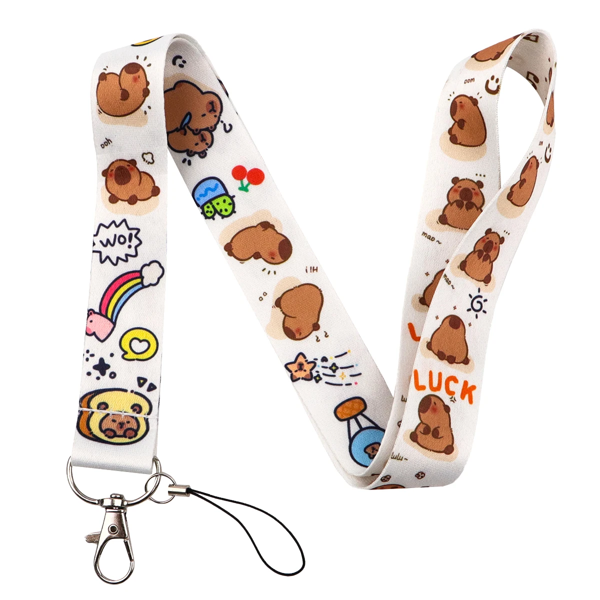 Cartoon Capybara Neck Strap Animal Lanyards for Key ID Card Gym Cell Phone Strap USB Badge Holder Rope Pendant Key Chain Gift