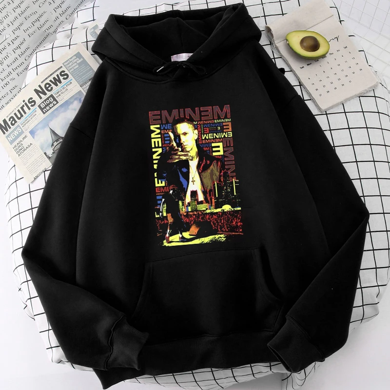 Hoodies hotsale rapper Eminem nyomtatás sweatshirts férfiak Nők Megmunkalás Ágcsernyő Pamut sportpulóver harajuku Irdatlan kapucnis pulóverek Felsőruha