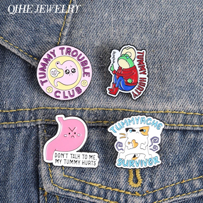 Organ Tummy Trouble Club Enamel Pin Tummyache Survivor Don't Talk to Me My Tummy Hurts Brooch Lapel Backpack Badge Jewelry Gifts