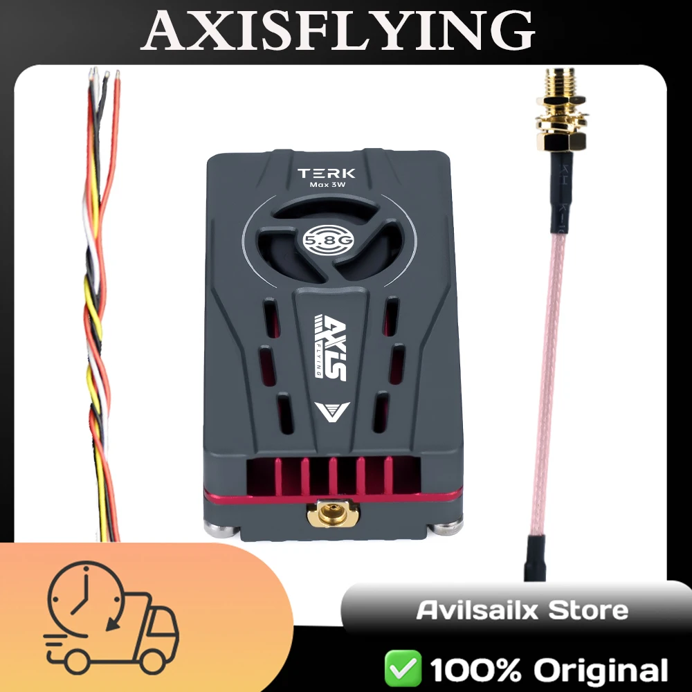 

Axisflying TERK Max 5.8G 3W FPV видеопередатчик дальнего действия VTX с охлаждающим вентилятором, радиатором с ЧПУ и встроенным микрофоном для дрона