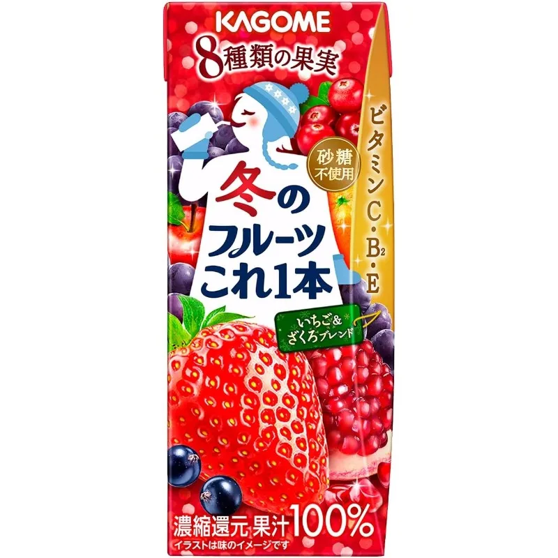 かごめ 冬のフルーツ コレイポン いちご＆ザクロブレンド 200ml 紙カートン×24本 国内送料無料