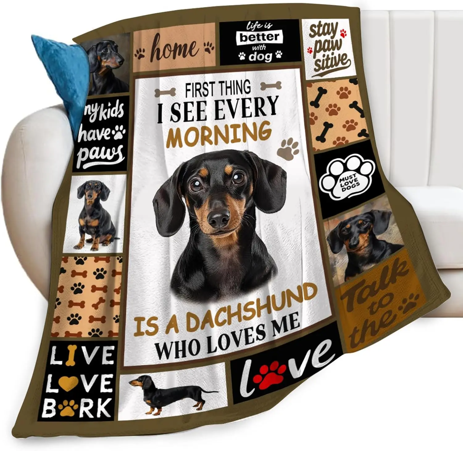 Dachshund Dog Lover Blanket Throw Blanket Gift for Pet Owners Puppy Mom Dad Dog Mom Dachshund Gift 150x200cm Cute Pet Nap Throw