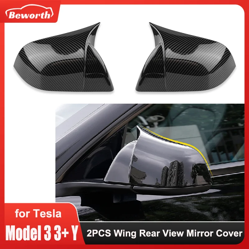 for Tesla Model 3 Highland Model Y 2024 Rear View Door Wing Side Mirror Cover Caps Shell Case rearview Cap Exterior Accessories