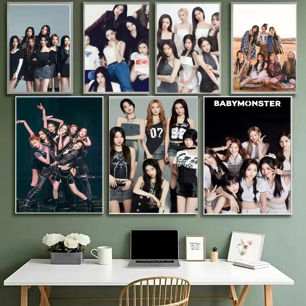 Pôster do grupo feminino de kpop b-babymonster, pôster icônico, arte de parede, impressão decorativa, mural, decoração de casa, presente, sem moldura
