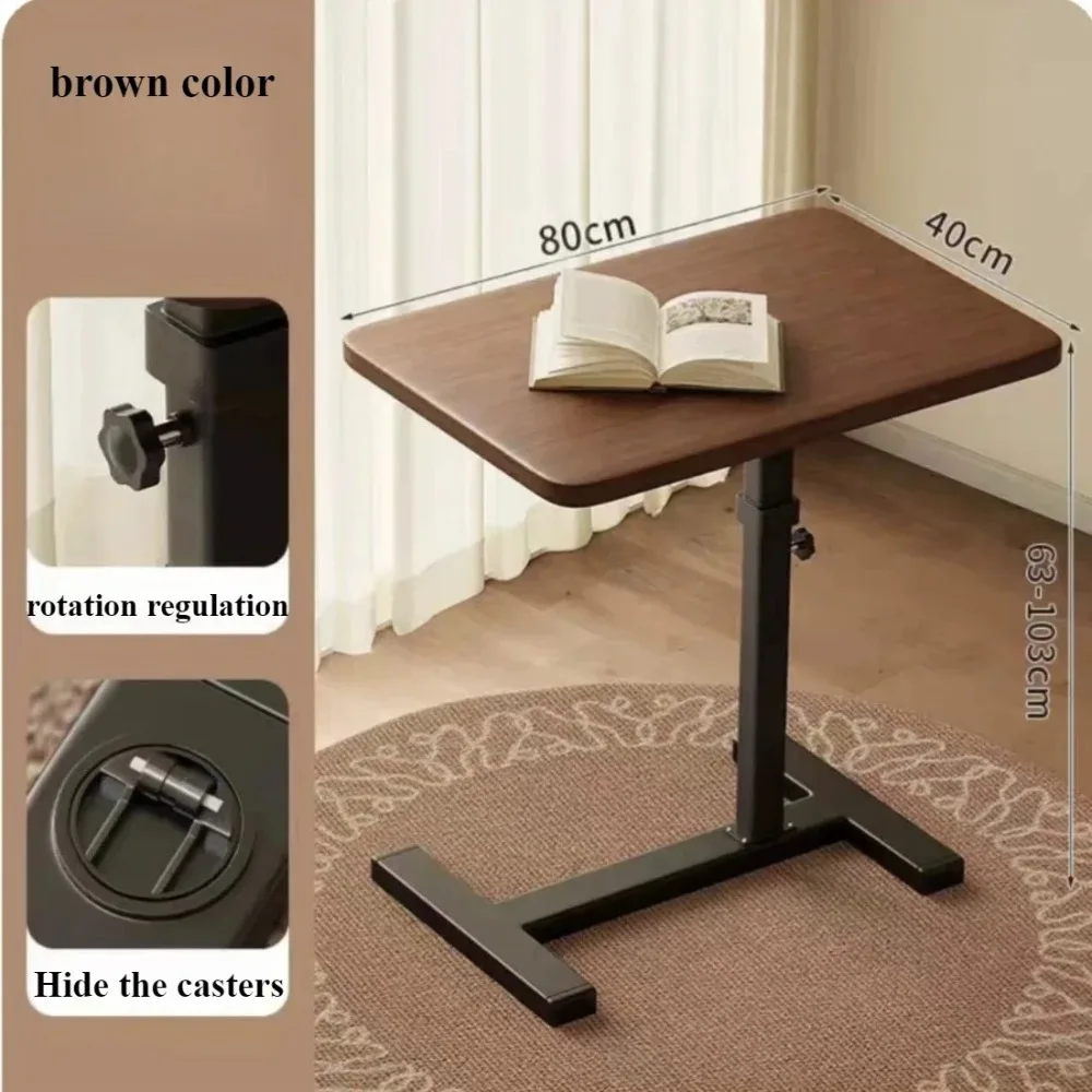 Stainless Steel Small Edge Table Household Mobile Desk  Bedside Table Bedroom Easy Lifting Learning Desk Workbench with Wheels image 6