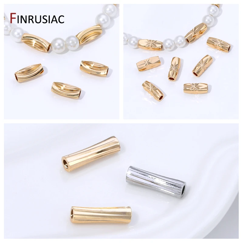 

14K Gold Plated Brass Stripe Tube Beads Spacer Beads Jewelry Making,Separator For Beads,DIY Bracelet Making Accessories