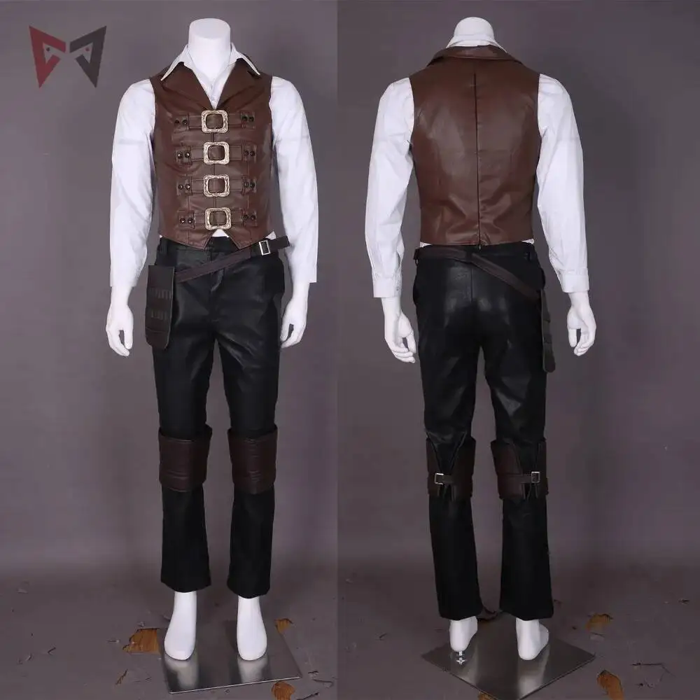 MMGG Bloodborneng Cosplay The Hunter Ludwig Cosplay Costume Leather Vest Coat Pants Hat Scarf Watch Necklace Mask 14 PCS Set