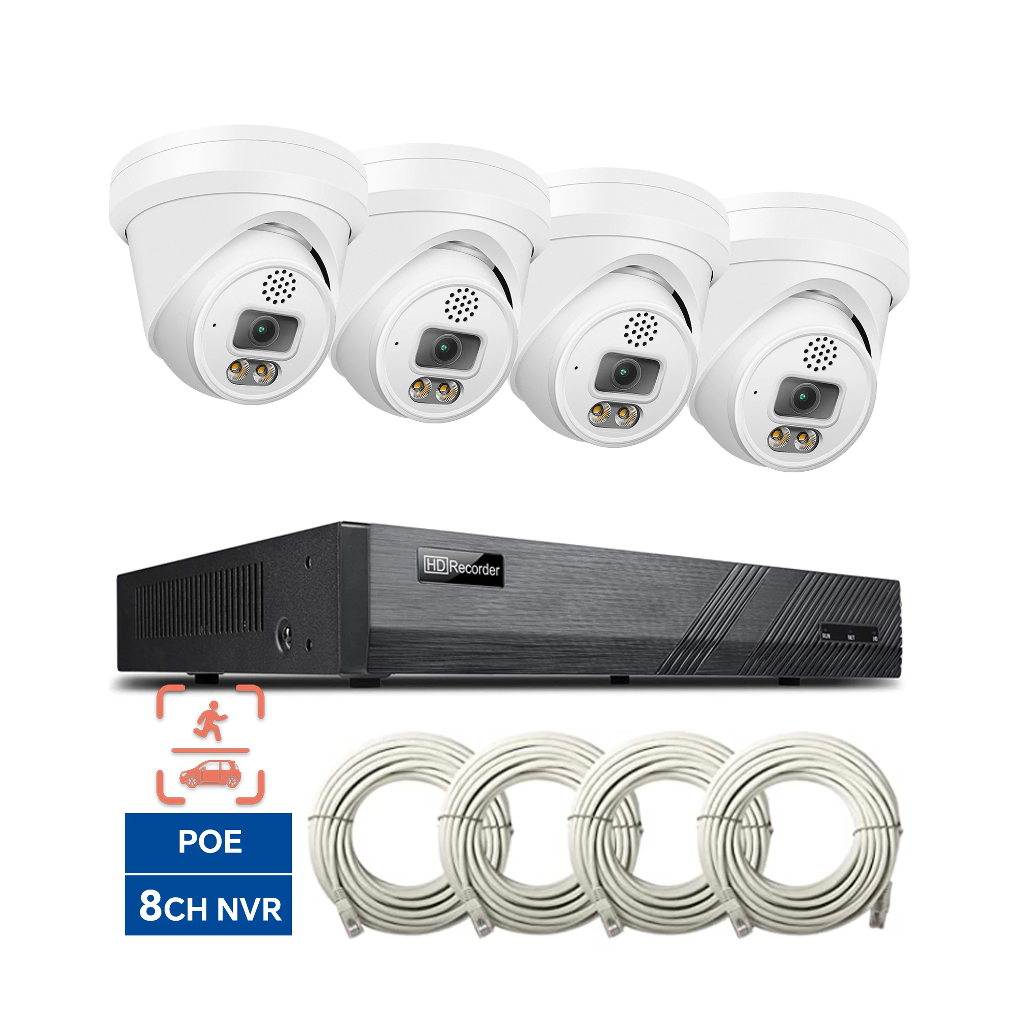 

Новая система видеонаблюдения 4K AI NVR 8 МП с PoE, обнаружением лиц и транспортных средств, двусторонней аудиосвязью, цветным ночным видением для дома