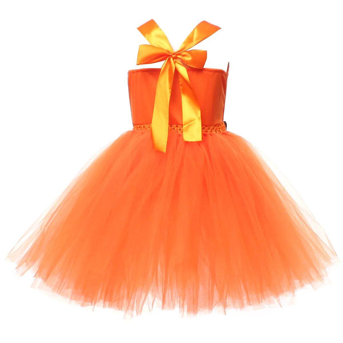 Halloween Carnival Pumpkin Shape Dress With Accessories Girls Festival Stage Performance Cute Yellow Witch Dress Set For 3‑12T