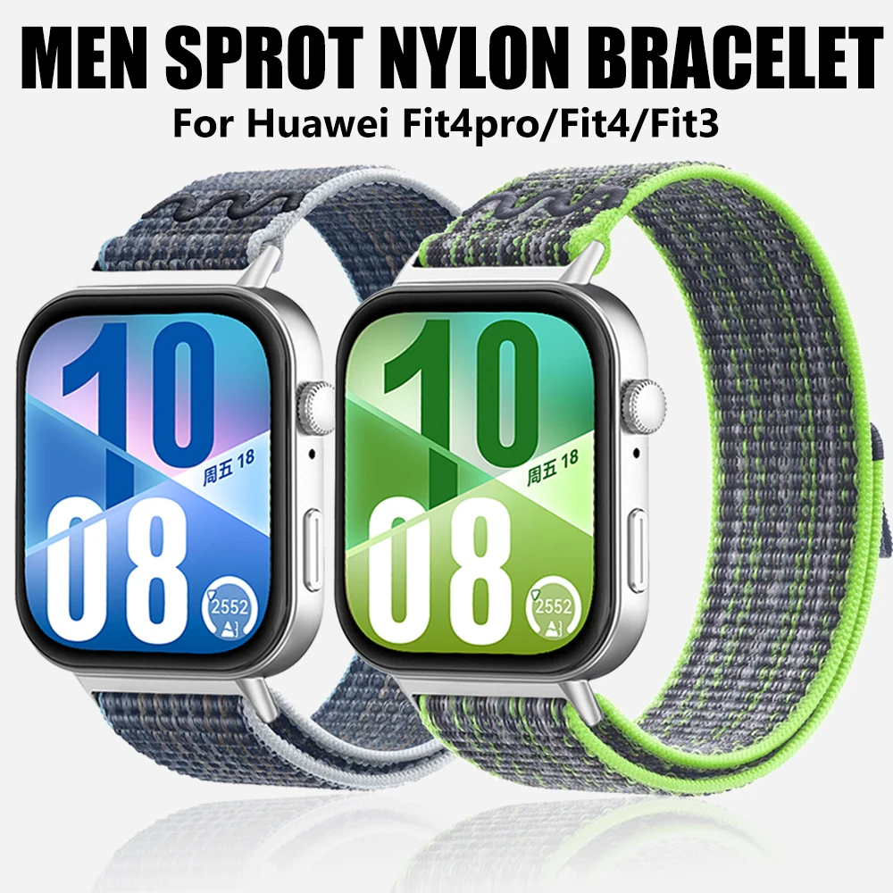 Huawei Watch Fit 4 Pro/Fit 4/Fit 3用 メンズ ナイロンバンド 通気性ストラップ HuaweiWatch Fit 4 Fit 3 レジャーブレスレット アクセサリー