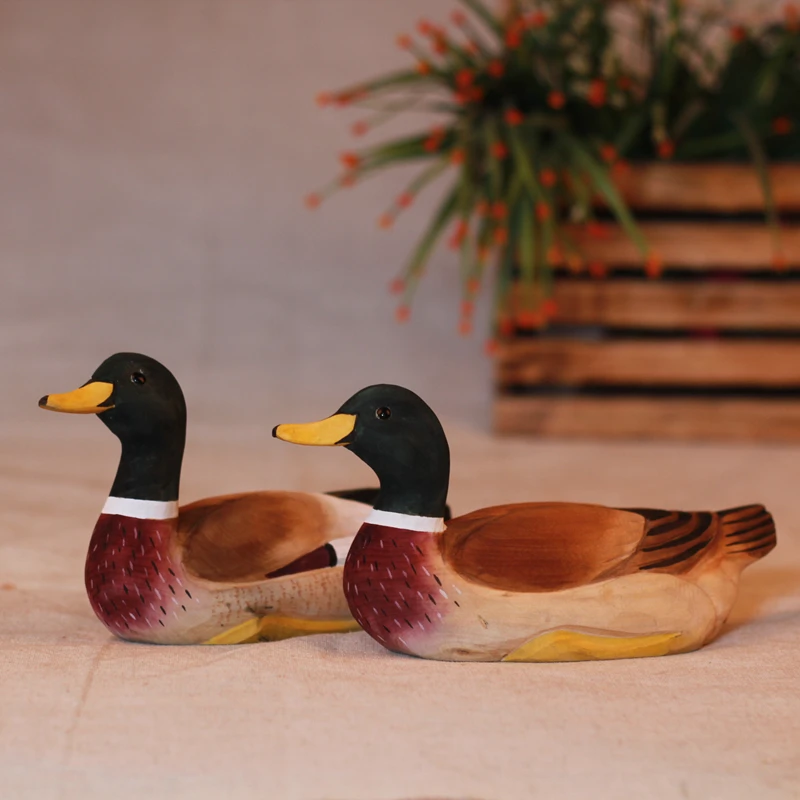 

Solid wood handcrafted creative wooden duck animal ornaments