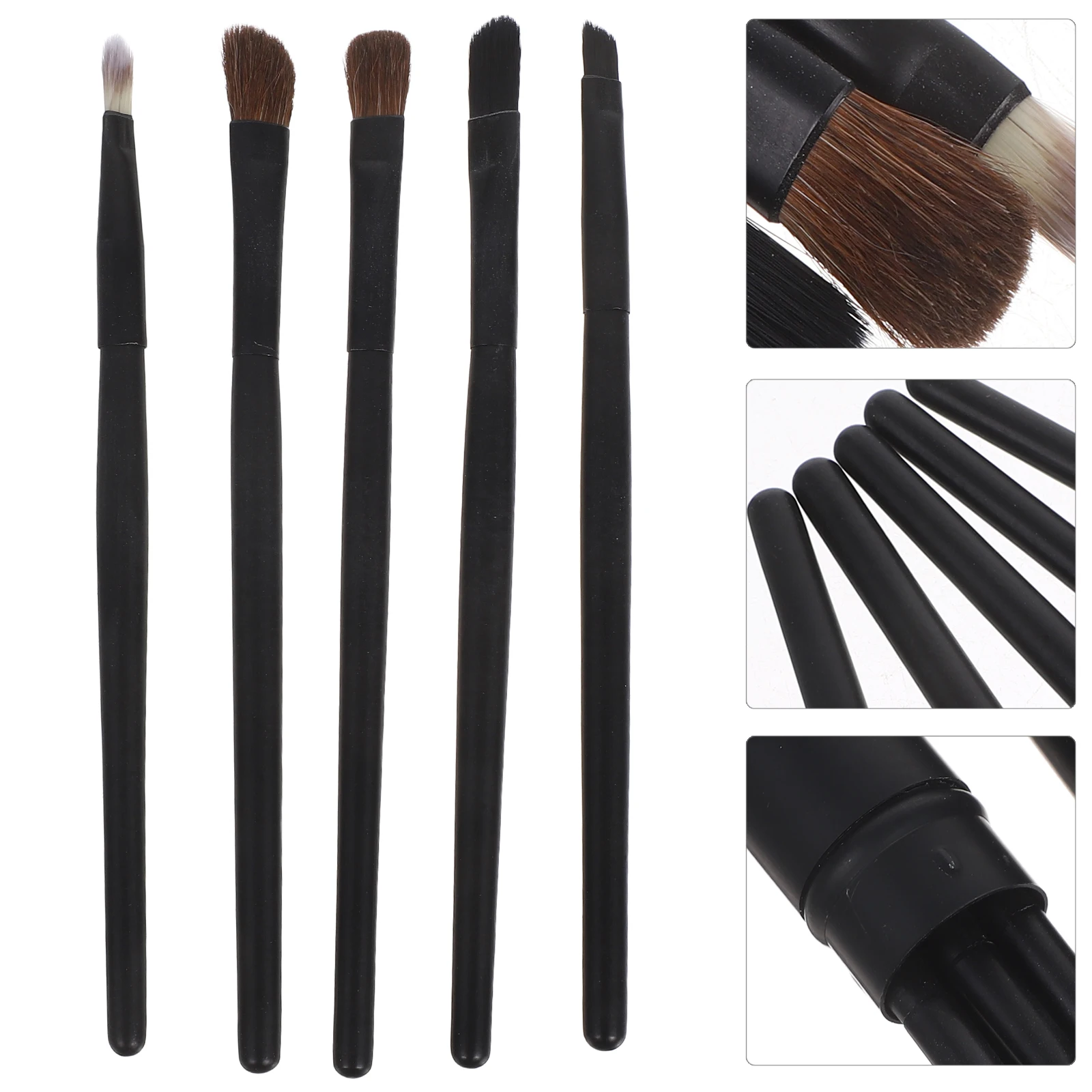 

5pcs Eye Brush Set Black Compact Storage Case For Eyeshadow Blending Liner Eyeshadow Brush With Case Application Tools Kit